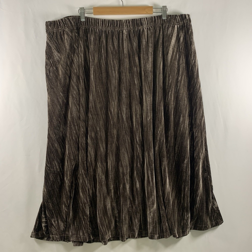 Womens Crushed Velvet Midi Skirt Size 26/28 (2X)  Brown Fairy Grunge Whimsigoth